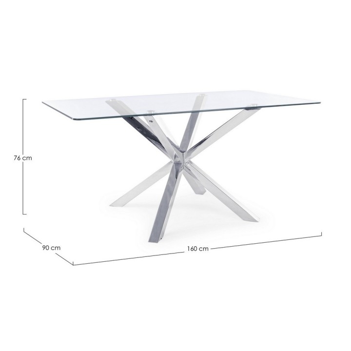 Bizzotto Tavolo May acciaio e vetro 160 × 90 cm