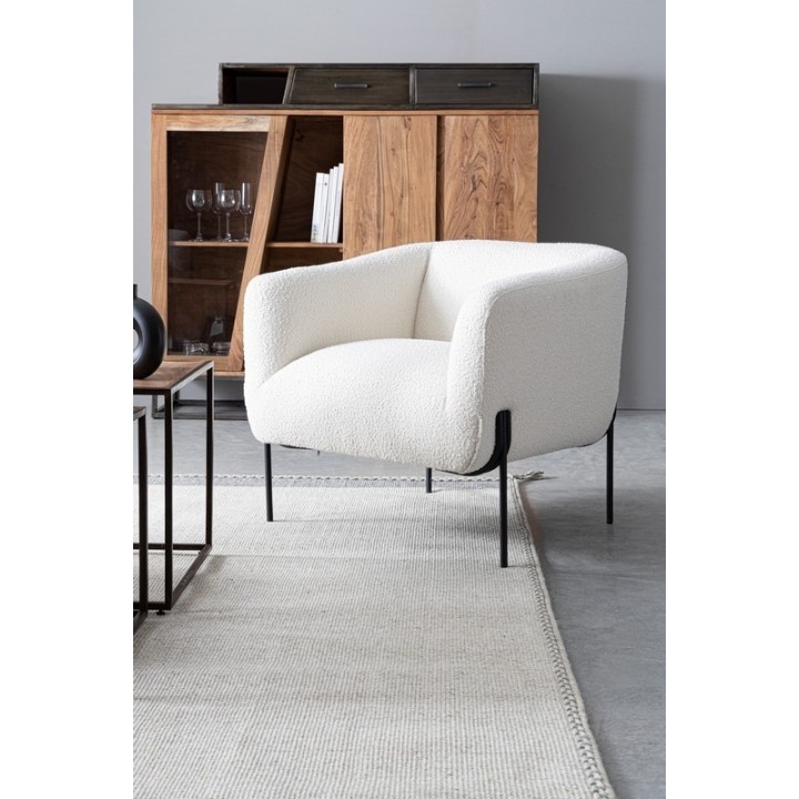 Bizzotto Poltrona Claudine in bouclé bianco