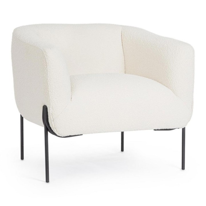 Bizzotto Poltrona Claudine in bouclé bianco
