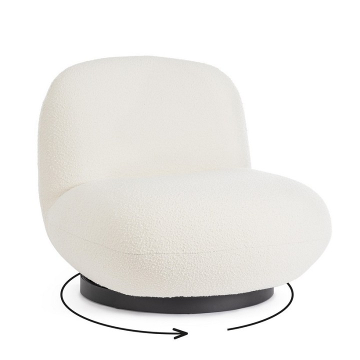 Bizzotto Poltrona girevole Margot in bouclé bianco