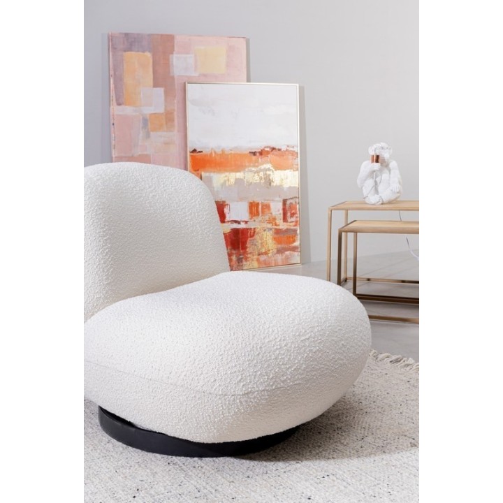 Bizzotto Poltrona girevole Margot in bouclé bianco