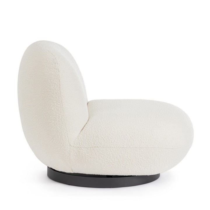 Bizzotto Poltrona girevole Margot in bouclé bianco