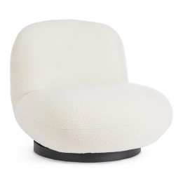 Bizzotto Poltrona girevole Margot in bouclé bianco