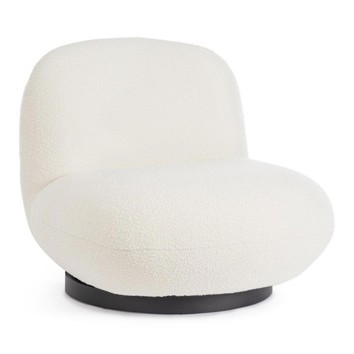 Bizzotto Poltrona girevole Margot in bouclé bianco