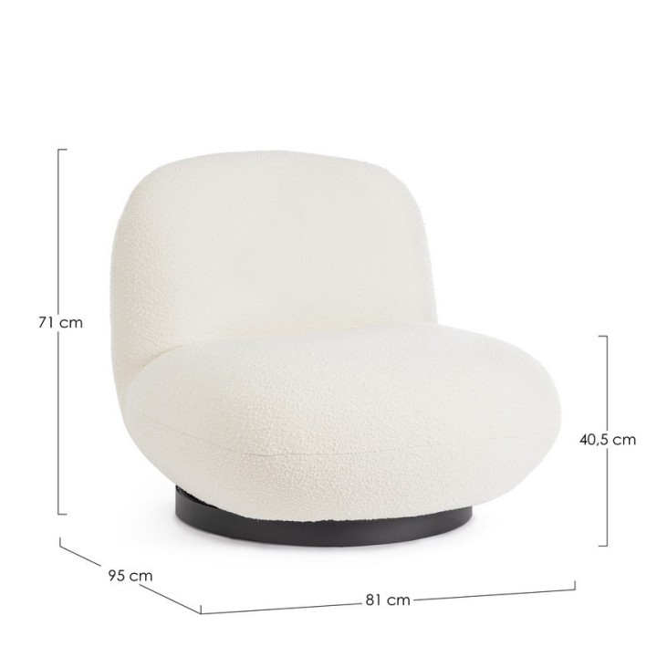 Bizzotto Poltrona girevole Margot in bouclé bianco