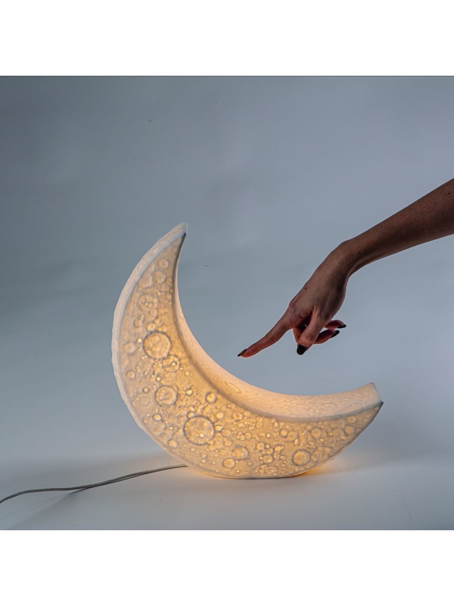 Seletti lampada di design moderno My Tiny Moon bianca 36.9x33cm - Candida  Celiento