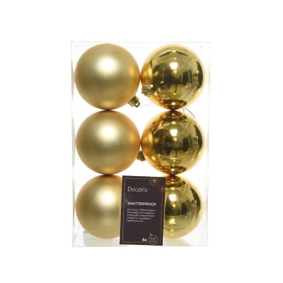 Kaemingk box 6 sfere di Natale oro con finitura matt o...