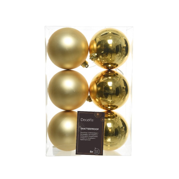 Kaemingk Set di 6 palline di Natale oro Ø 8 cm