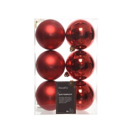 Kaemingk Set di 6 palline di Natale rosse Ø 8 cm