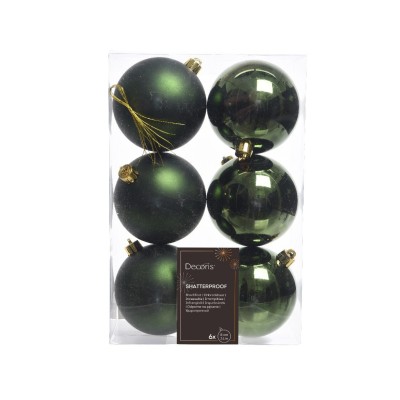 Kaemingk box 6 sfere di Natale verdi matt e lucida Ø8cm