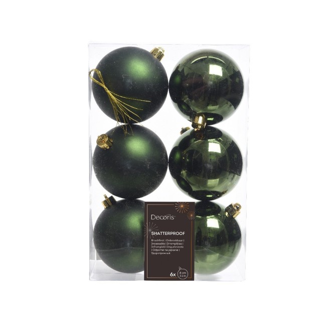 Kaemingk box 6 sfere di Natale verdi matt e lucida Ø8cm