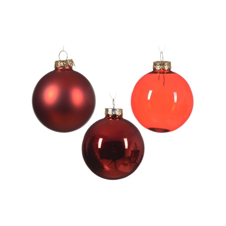 Kaemingk Set di 21 palline in vetro rosse Ø da 5 a 7 cm