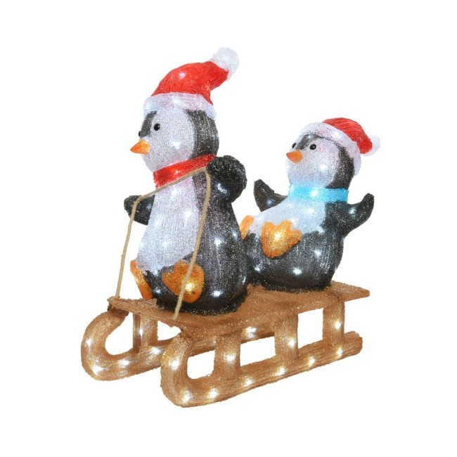 Pinguini LED su Slittino Kaemingk – Decorazione Luminosa Natalizia IP44 con 110 LED