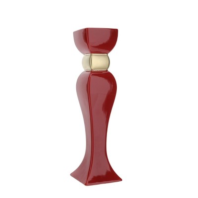 PORTACANDELA GRES ROSSO/ORO 32CM