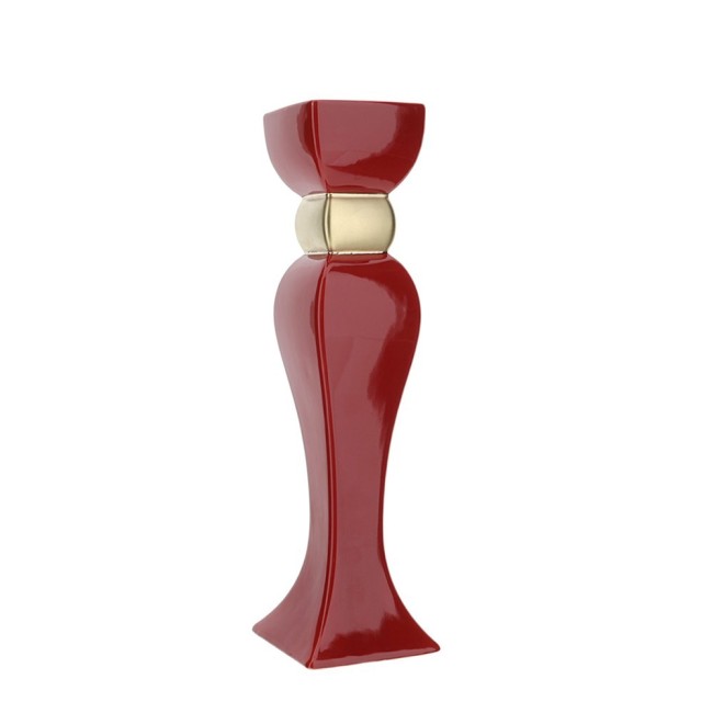 PORTACANDELA GRES ROSSO/ORO 32CM