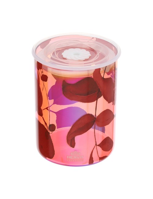 Contenitore Ermetico in Vetro Rosso Iridescente "Botanic" con Coperchio Salva Freschezza Sottovuoto – Hervit Creations