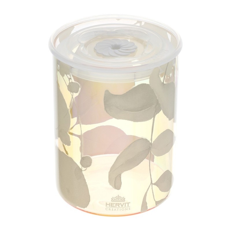 Contenitore Ermetico in Vetro Bianco Iridescente "Botanic" con Coperchio Salva Freschezza Sottovuoto – Hervit Creations