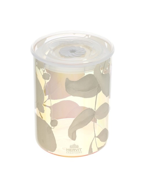 Contenitore Ermetico in Vetro Bianco Iridescente "Botanic" con Coperchio Salva Freschezza Sottovuoto – Hervit Creations