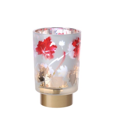 Lampada a Batteria in Vetro Foliage Hervit Oro e Rosso...