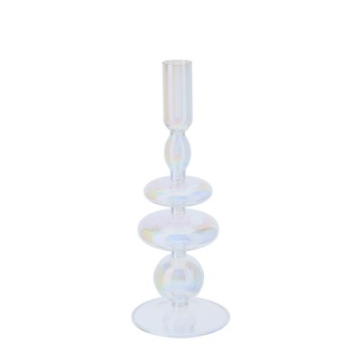 PORTACANDELA VETRO BLOW D.9X23CM TRASP