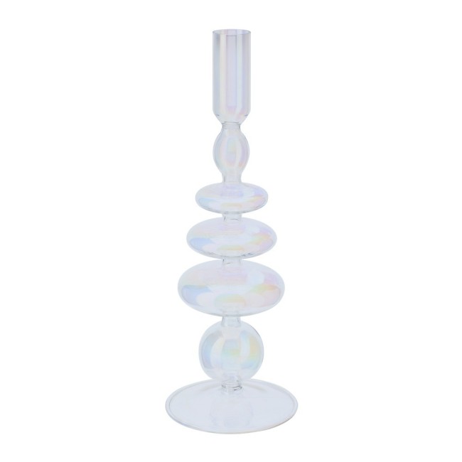 Portacandela in Vetro Soffiato Trasparente "Blow" – Hervit Creations (Ø 9 x H 26 cm)
