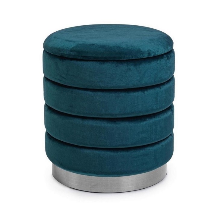 Bizzotto Pouf contenitore Darina blu avio grande Ø 40 cm