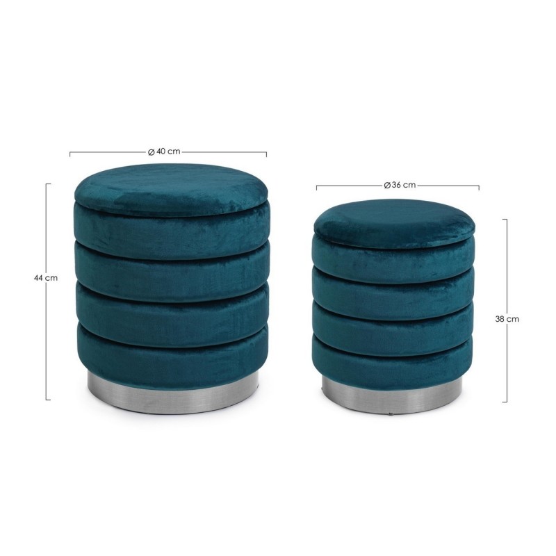 Pouf Contenitore Darina Navy Ø40xH44 cm – Bizzotto