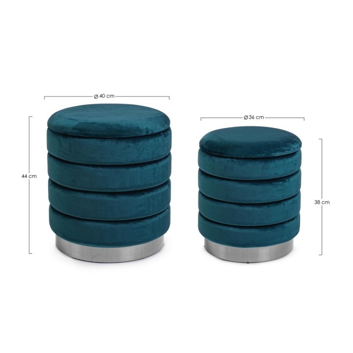 Bizzotto Pouf contenitore Darina blu avio piccolo Ø 36 cm