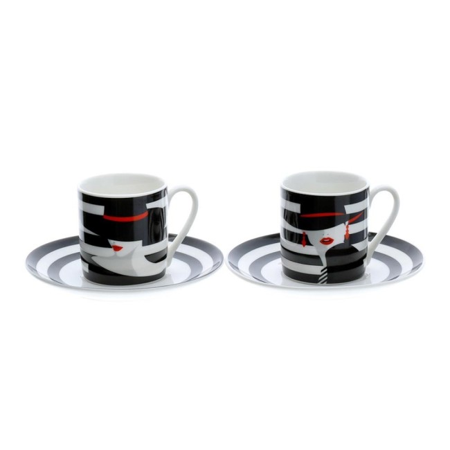 Box 2 Tazzine Caffè in Porcellana Fashion "Lola e Lara" – Hervit Creations