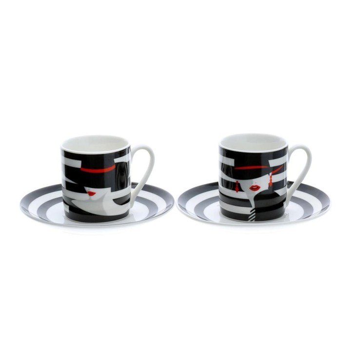 Hervit Creations Box 2 tazzine da caffè Fashion Lola e Lara