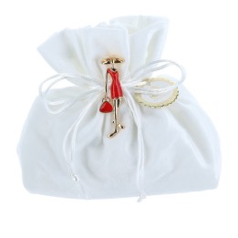 Hervit Creations Sacchetto in velluto bianco