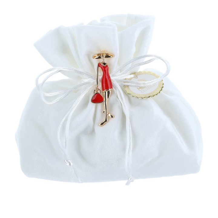 Hervit Creations Sacchetto in velluto bianco