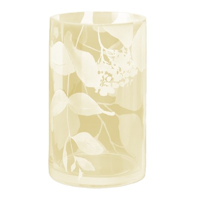 Vaso in Vetro Bianco Iridescente con Decoro Foglie di...
