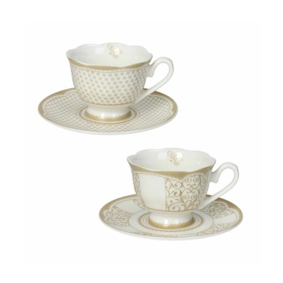 Set 2 Tazzine Caffè Golden Eye Brandani in New Bone China