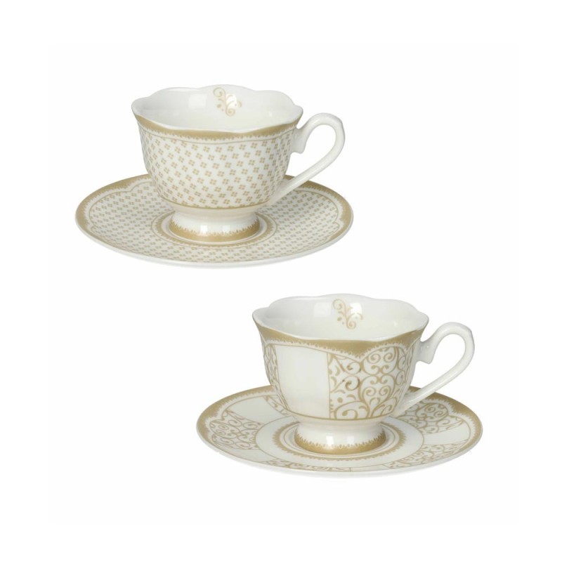 Set 2 Tazzine Caffè Golden Eye Brandani in New Bone China