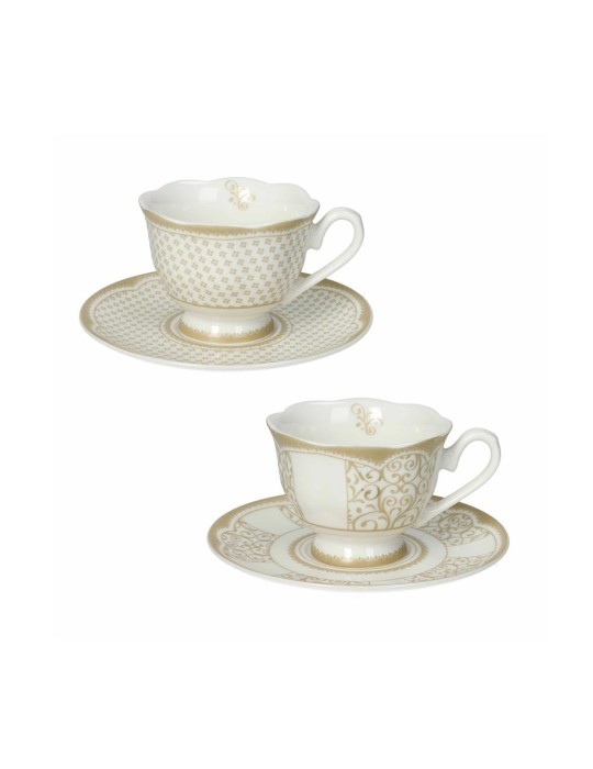 Set 2 Tazzine Caffè Golden Eye Brandani in New Bone China