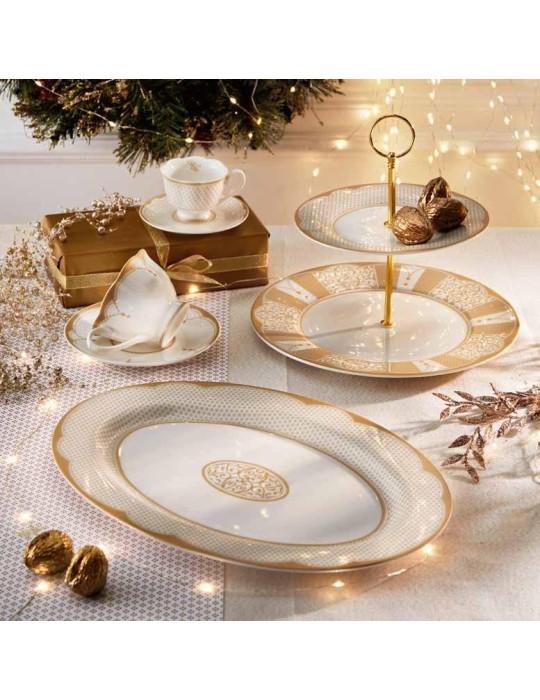 TAZZA THE GOLDEN EYE SET 2 PZ NEW BONE CHINA