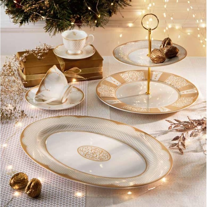 Brandani Set di 2 tazze da tè Golden Eye in new bone china