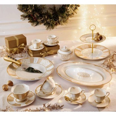TAZZA THE GOLDEN EYE SET 2 PZ NEW BONE CHINA 2