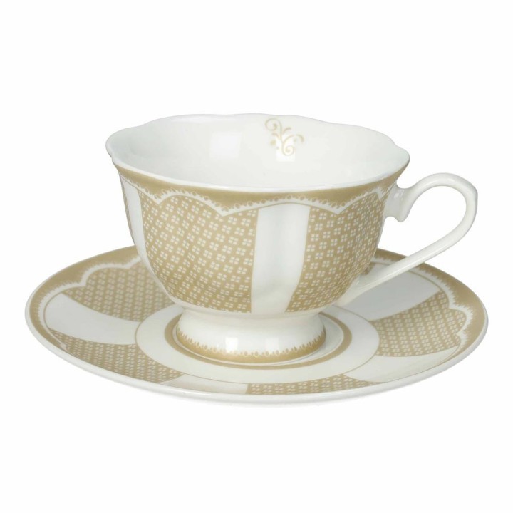 Brandani Set di 2 tazze da tè Golden Eye in new bone china
