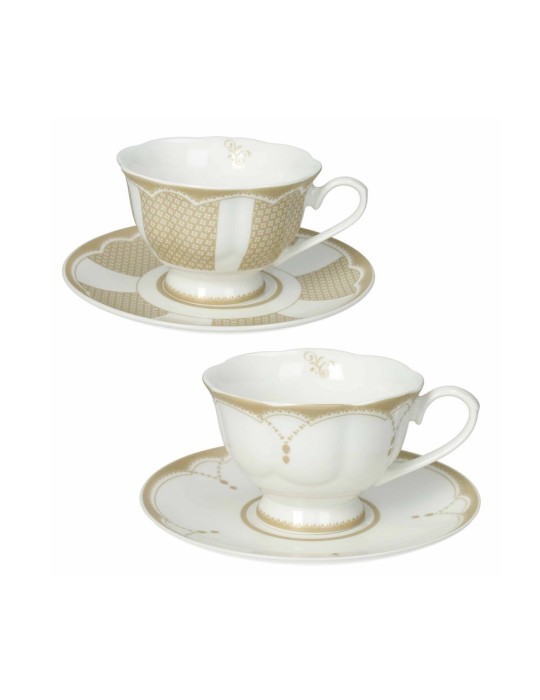 Set 2 Tazze da Tè Golden Eye Brandani in New Bone China - ø 15 cm