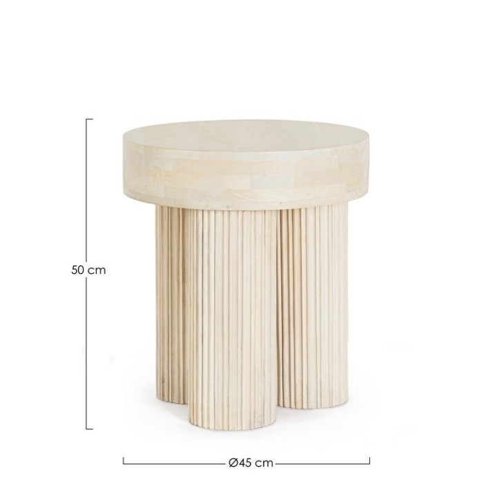 Bizzotto Tavolino Dacca in legno di mango naturale Ø 45 cm