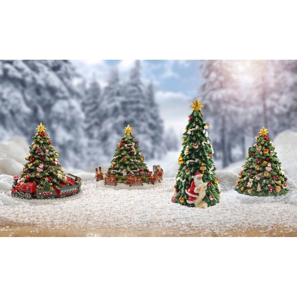 Carillon natalizio giostra con angeli cavalli pagliacci bianca