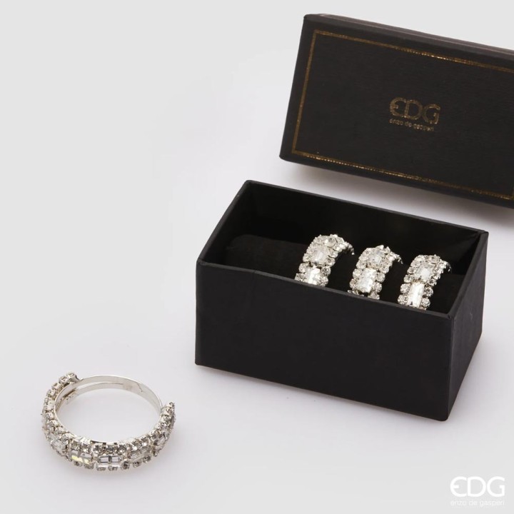 EDG Enzo De Gasperi Set di 4 fermatovaglioli Jewel argento