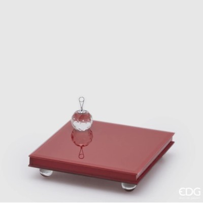 Alzata Quadrata a Specchio con Piedi Rosso H5x20x20 cm –... 2