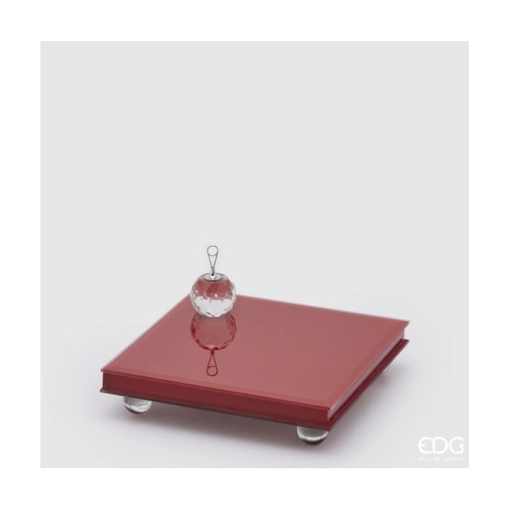 EDG Alzata a specchio con piedini rossa 20 × 20 cm