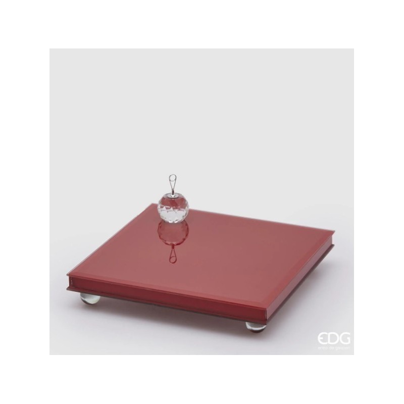 Alzata a Specchio con Piedi Rossa H5x25x25 cm - Enzo De Gasperi (EDG)