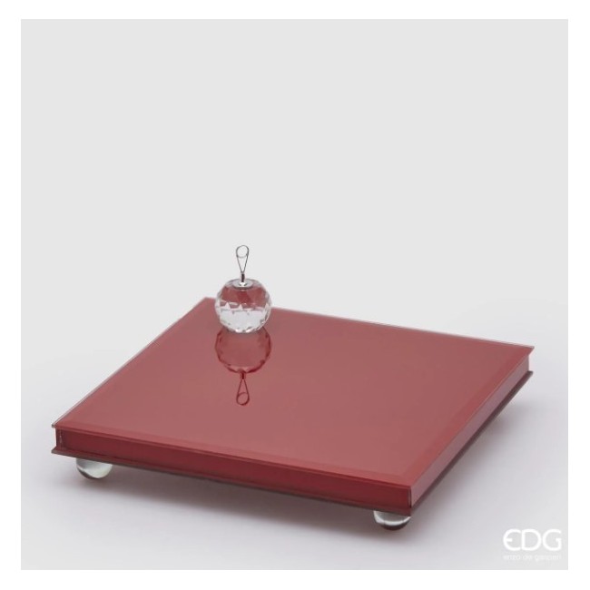Alzata a Specchio con Piedi Rossa H5x25x25 cm - Enzo De Gasperi (EDG)