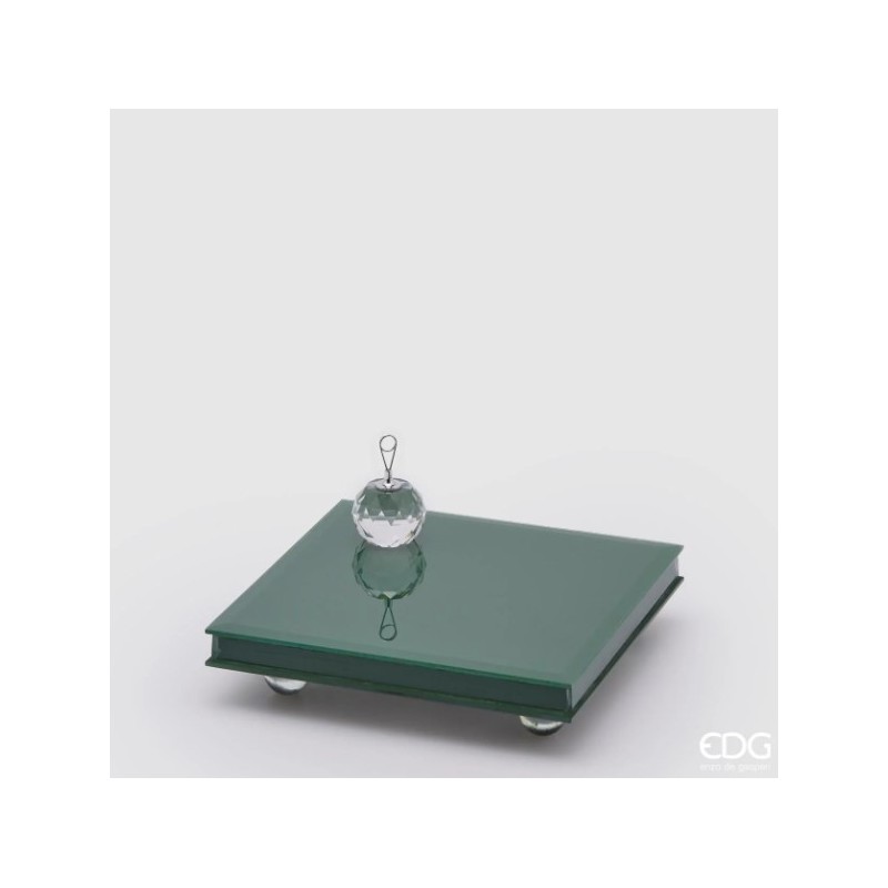 Alzata a Specchio con Piedi Verde H5x25x25 cm - Enzo De Gasperi (EDG)