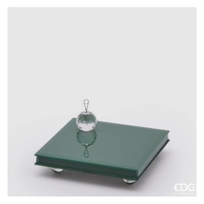 Alzata a Specchio con Piedi Verde H5x25x25 cm - Enzo De Gasperi (EDG)